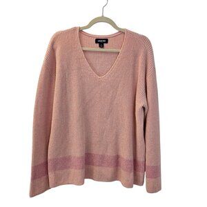 Lands' End Drifter Color Block V-Neck Ribbed Sweater Size Large